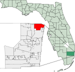 Map of Florida highlighting Deerfield Beach